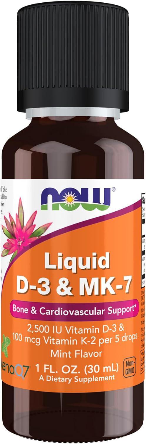 Витамин D3 с витамином К2 NOW Liquid Vitamin D3 2500 IU and MK-7 100 mcg 30 мл