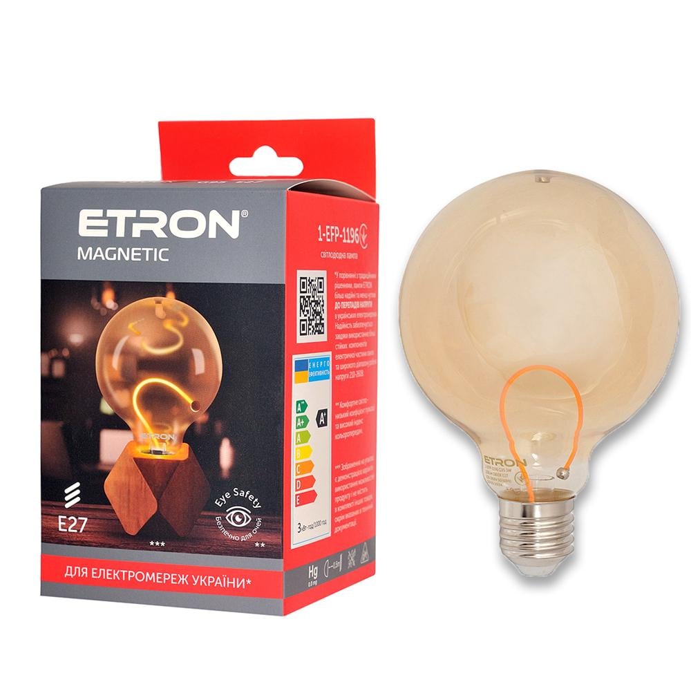 Декоративная лампа филаментная ETRON Filament 1-EFP-1196 3W 1800K G95 E27 Gold (23864) - фото 7