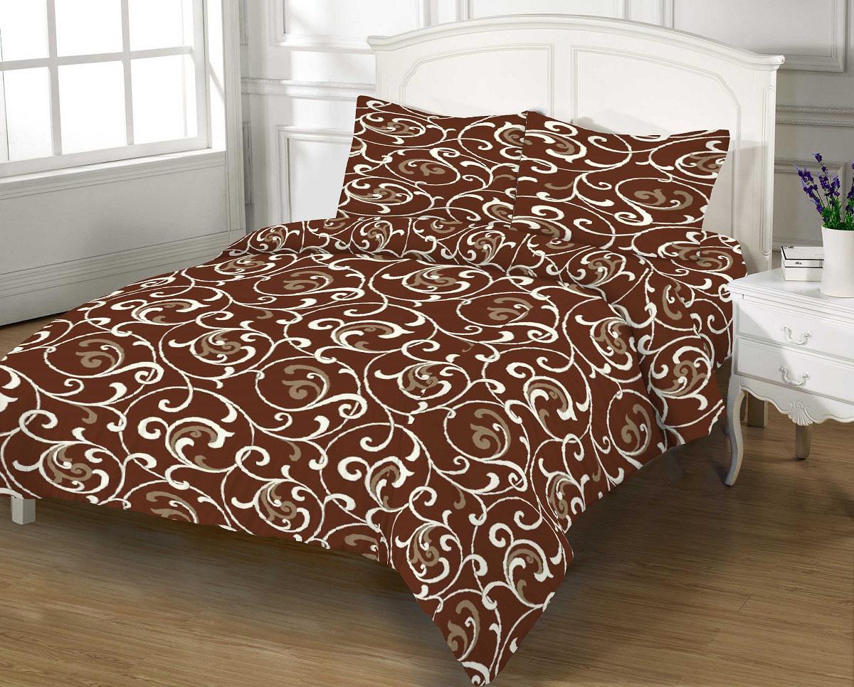 Комплект постельного белья Zastelli 40-0456 Причудливые узоры бязь Премиум евро 200х220 Коричневый