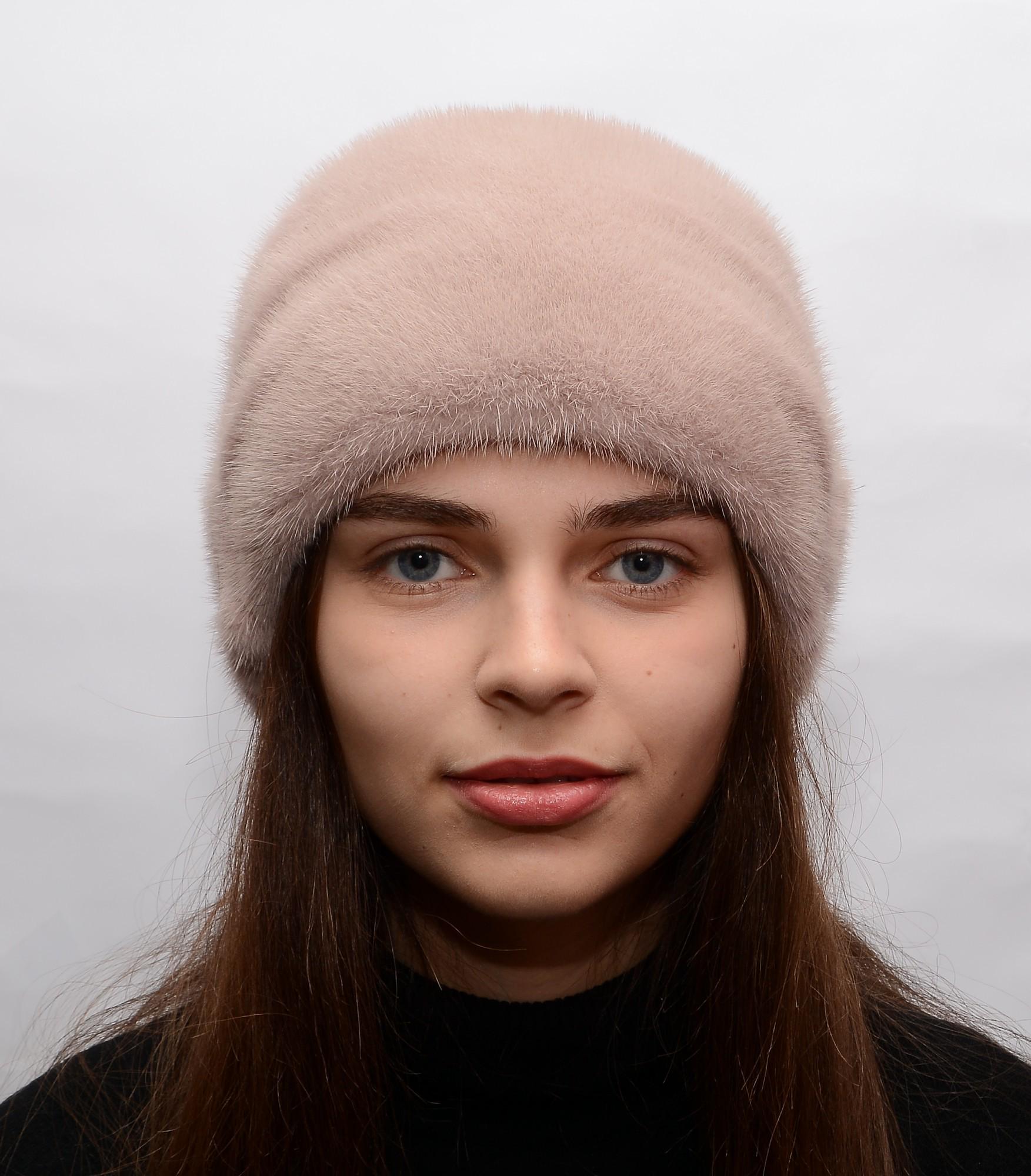 Женская кубанка Меховой стиль Коса из натурального цельного меха норки XL-XXL Какао (067/А)