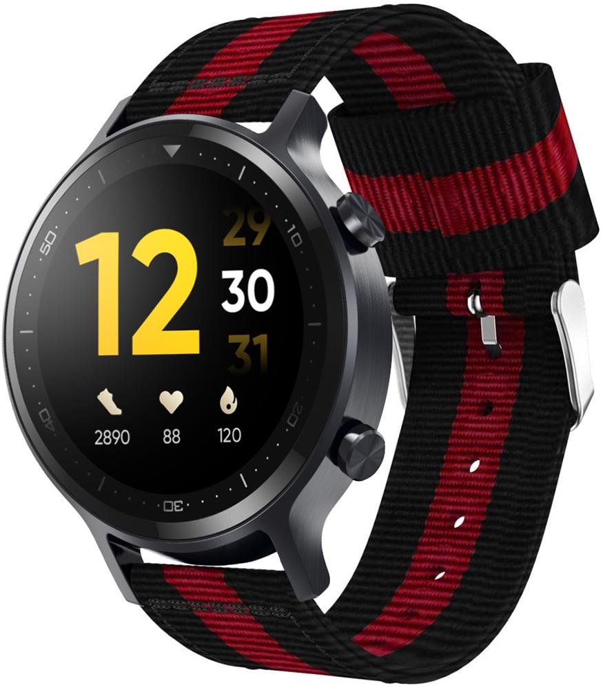 Ремешок тканевый Canvas для Realme Watch S Black/Red (22631)
