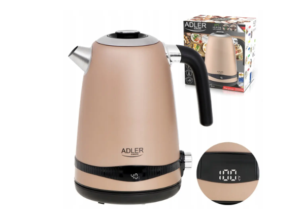 Електрочайник сталевий Adler з РК-дисплеєм та контролем температури 1,7 л Бежевий (28432301) - фото 6 Електрочайник сталевий Adler з РК-дисплеєм та контролем температури 1,7 л Бежевий (28432301) - фото 6