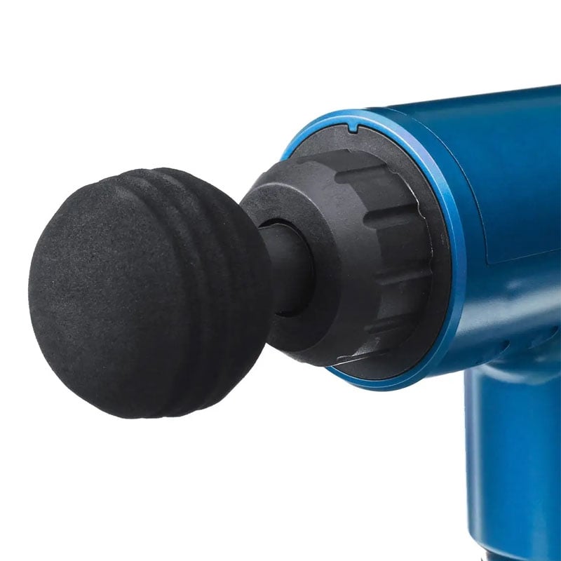 Масажер акумуляторний ручний Fascial Gun KH-320 ударний м'язовий 4 насадки Blue (tf6830) - фото 4