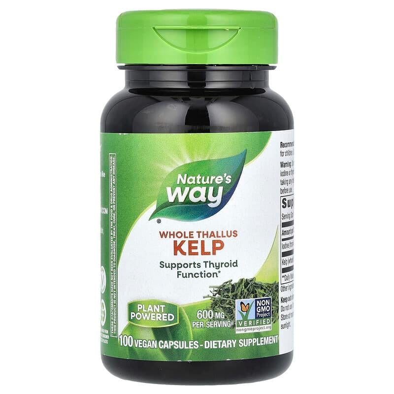 Келп Nature's Way Kelp 600 мг бурые водоросли натуральный источник йода 100 веганских капсул - фото 1 Келп Nature's Way Kelp 600 мг бурые водоросли натуральный источник йода 100 веганских капсул - фото 1