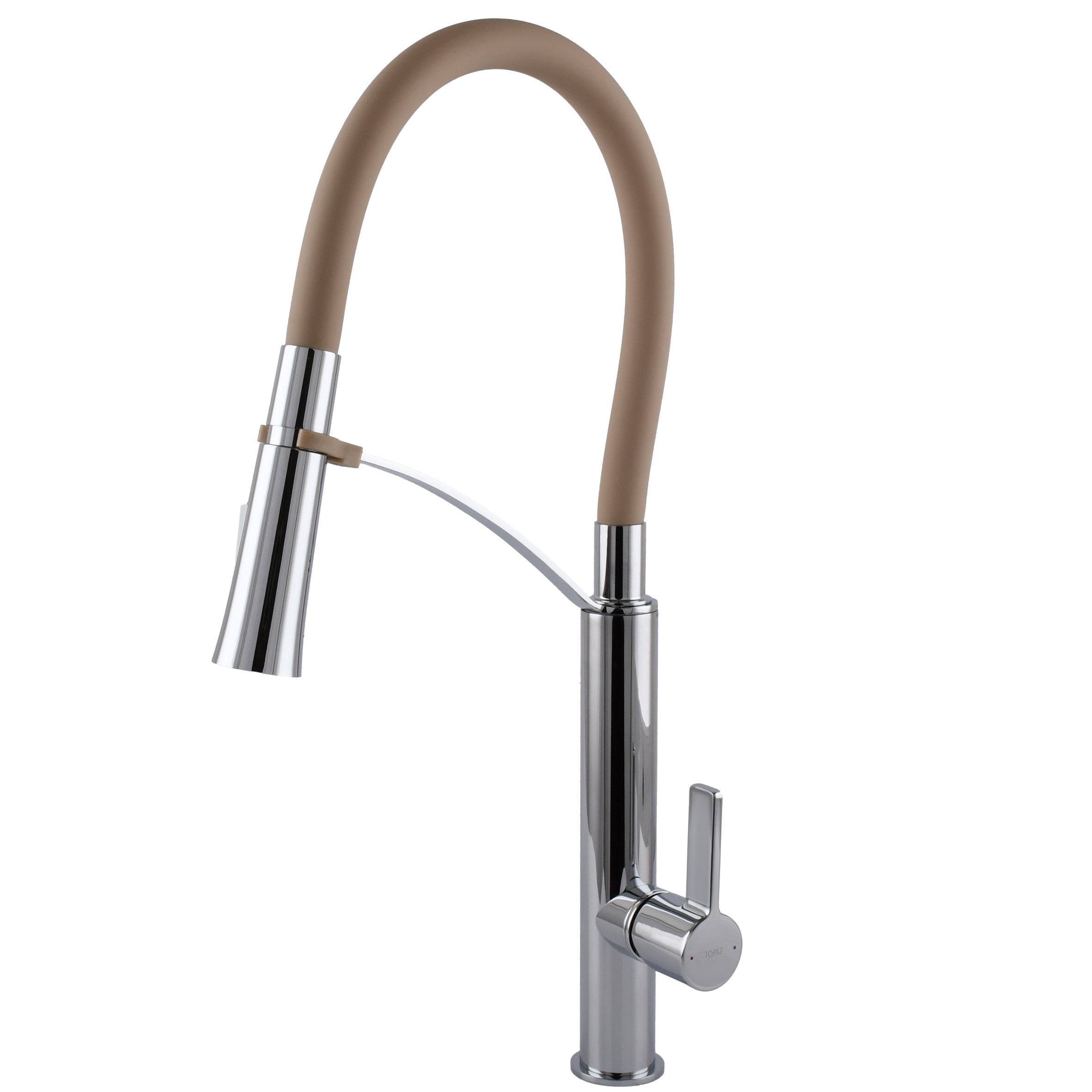 Смеситель для кухни TOPAZ MODERNO TMD-8817-H23-BG с гофро-гусям и воронкой-душем Бежевый (000031765)