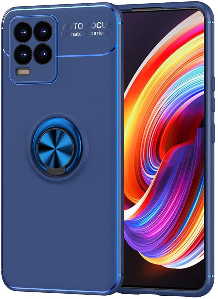 Чехол с кольцом Auto Focus для Realme 8 Blue (23460-28)
