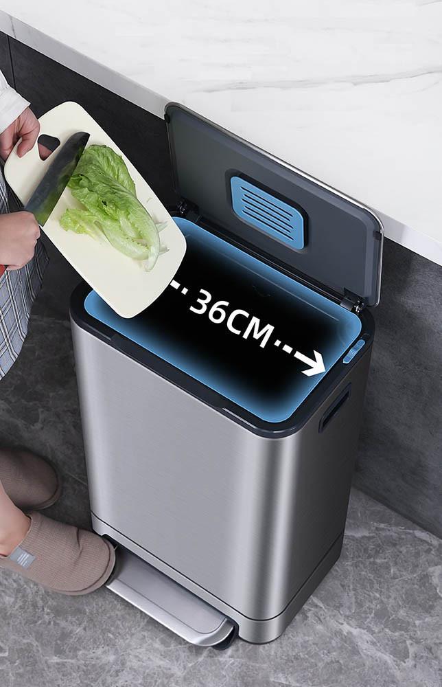 Відро для сміття з педаллю JAH 30 л Soft Close з внутрішнім відром Срібний металік - фото 4 Відро для сміття з педаллю JAH 30 л Soft Close з внутрішнім відром Срібний металік - фото 4