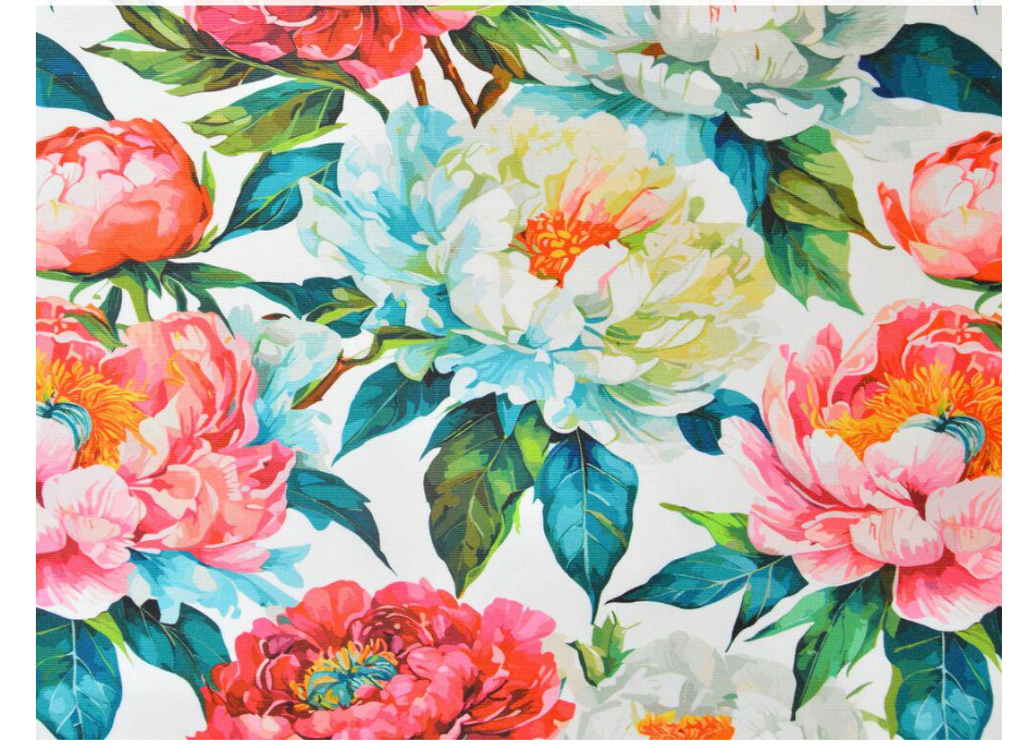 Ткань хлопок Панама Пионы 235 гр/м2 с защитой от пятен 180 см (27390)