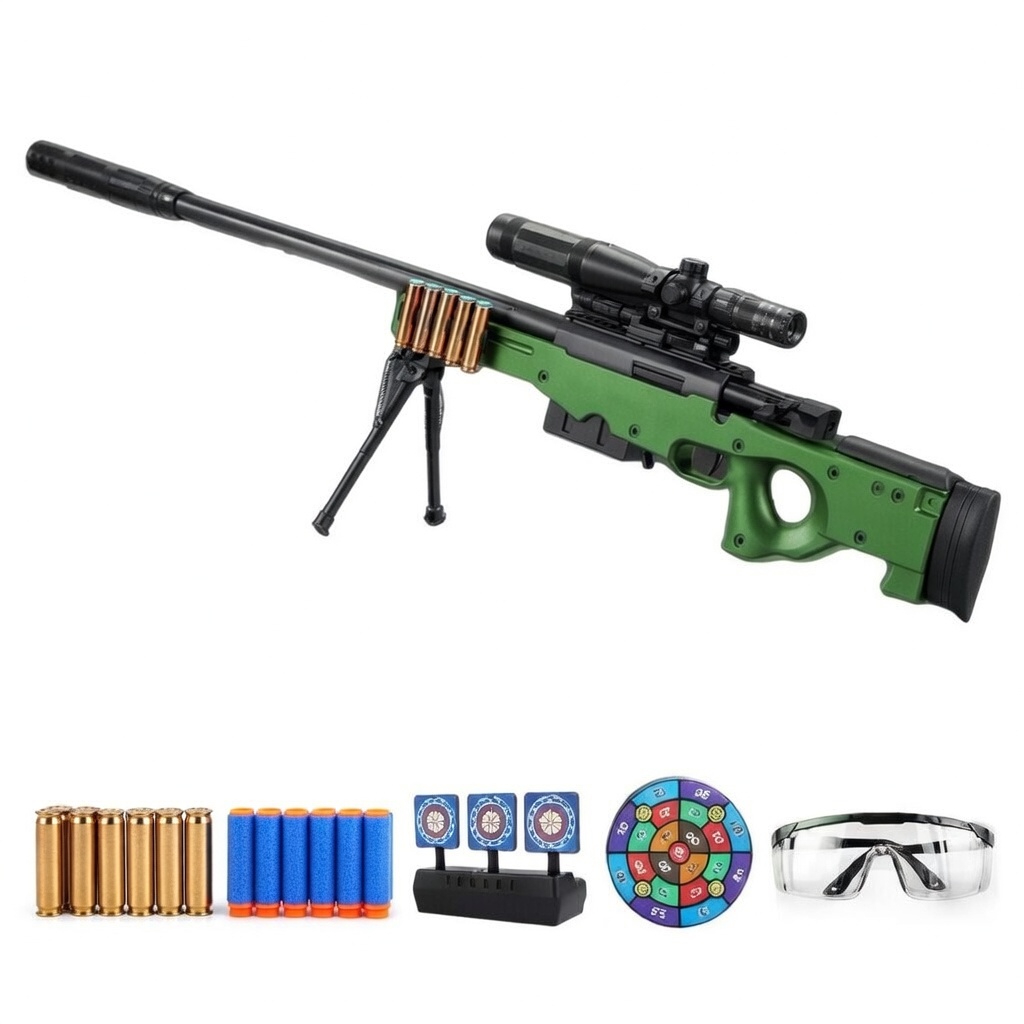 Винтовка снайперская игрушечная AWM вылетающие гильзы и автоматическая мишень детское оружие с лазером и глушителем 130 см (N-004) Винтовка снайперская игрушечная AWM вылетающие гильзы и автоматическая мишень детское оружие с лазером и глушителем 130 см (N-004)