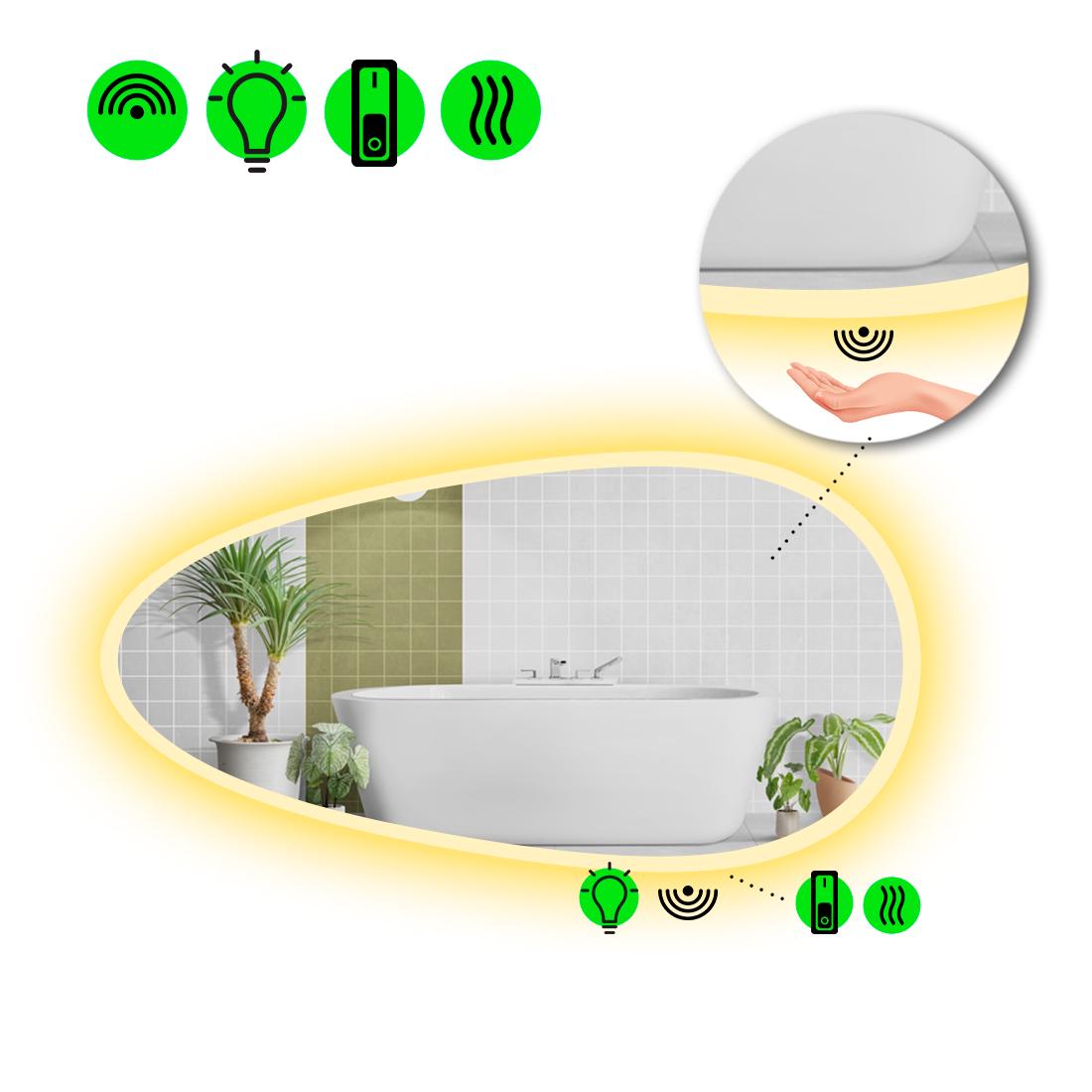 Зеркало с LED подсветкой Occhio 3 с ИК включателем и подогревом 120x60 см (8738624)