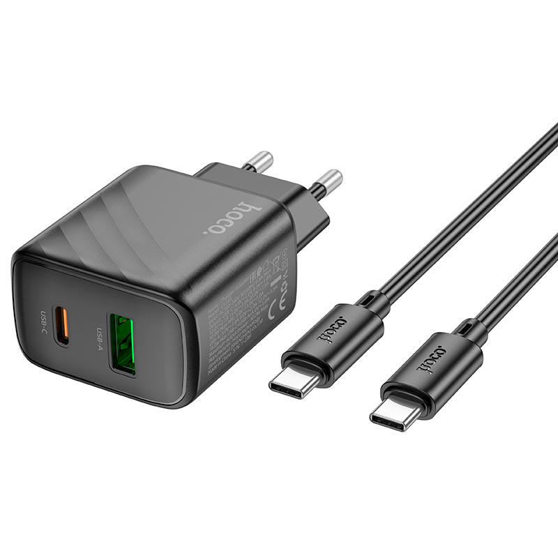 Адаптер мережевий HOCO CS23 A Type-C/Type-C 30W 3 A 1 м Black (595870) - фото 3