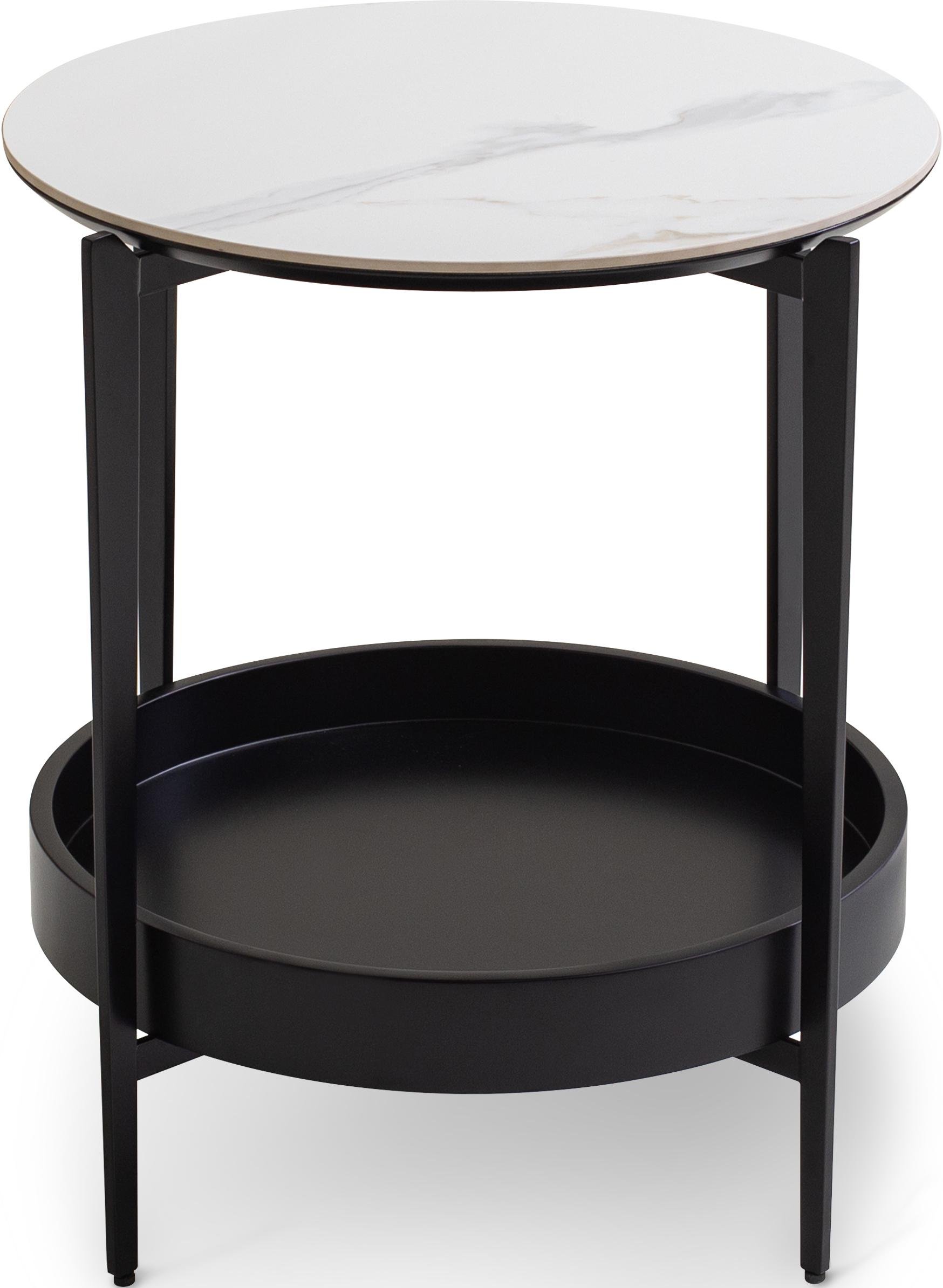 Кофейный столик Serda с полкой 50 см Lilac ice top black base (16043)