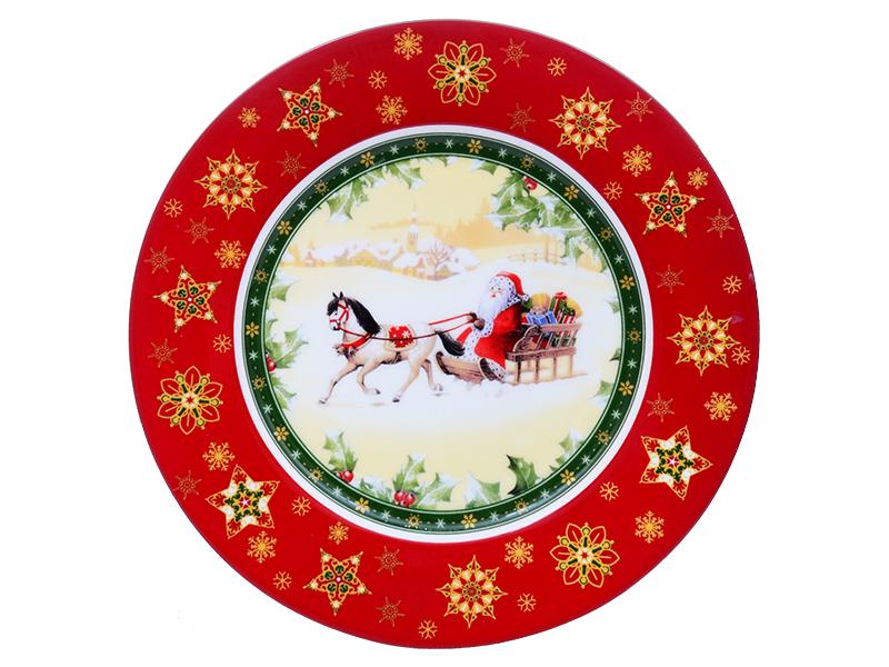 Набор из 6-ти фарфоровых тарелок Light House Merry christmas 986-072 26 см Красный