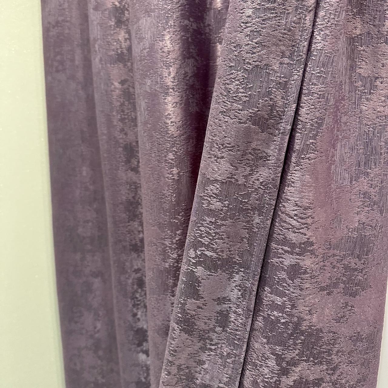 Шторы жаккардовые с мраморным узором среднее затемнение 1,5x2,7 м 2 шт. Фиолетовый (К1039-24) - фото 4