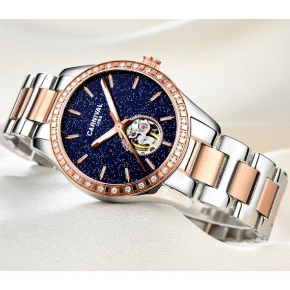 Часы наручные механические женские Carnival Lady Elite крепким с сапфировым стеклом и фирменной двухуровневой застежкой (107-96-8703) - фото 3 Часы наручные механические женские Carnival Lady Elite крепким с сапфировым стеклом и фирменной двухуровневой застежкой (107-96-8703) - фото 3