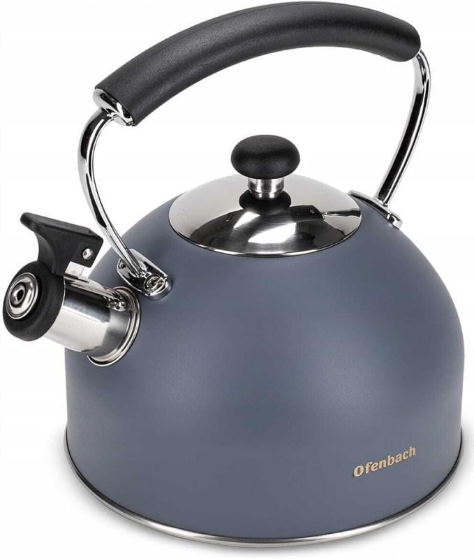 Чайник Ofenbach нержавіюча сталь зі свистком 2,2 л Сірий матовий (NB-100324) - фото 1 Чайник Ofenbach нержавіюча сталь зі свистком 2,2 л Сірий матовий (NB-100324) - фото 1