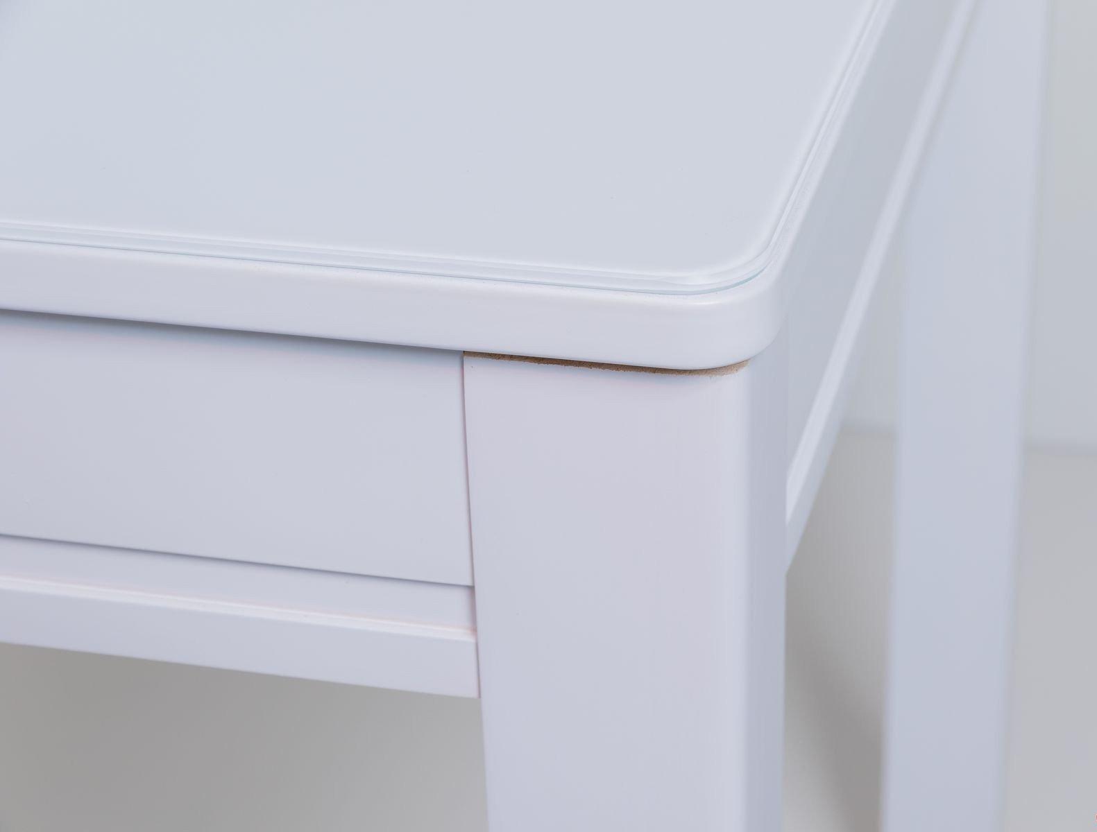 Обеденный стол раскладной Biformer Сан-Ремо Tempered glass МДФ+закаленное стекло/дерево 80х120+40 см Белый/Белый - фото 2