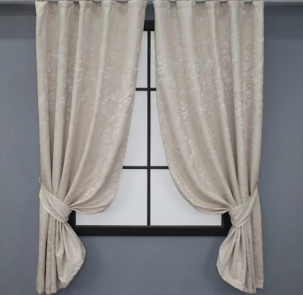 Шторы Pavliani лен мрамор 1,3х1,7 м 2 шт. Светло-бежевый (1178ш)