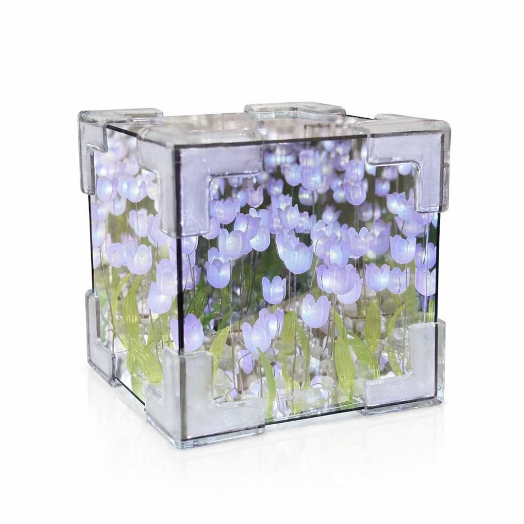 Нічник світлодіодний Куб з тюльпанами 10х10 см набір для творчості Зроби сам Фіолетовий (03500aae)