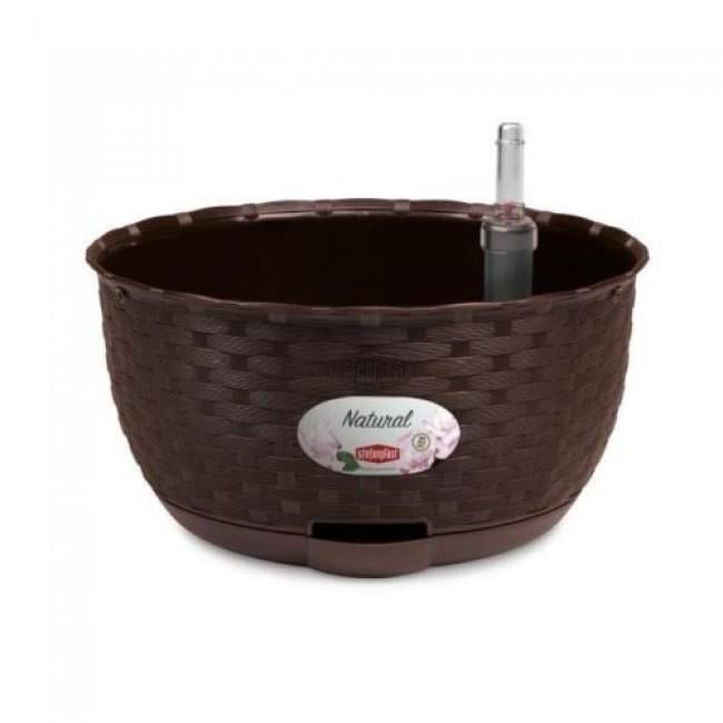 Кашпо подвесное с автополивом Stefanplast Natural и индикатором влажности 5,9 л 30х14,5 см Коричневый (75604)