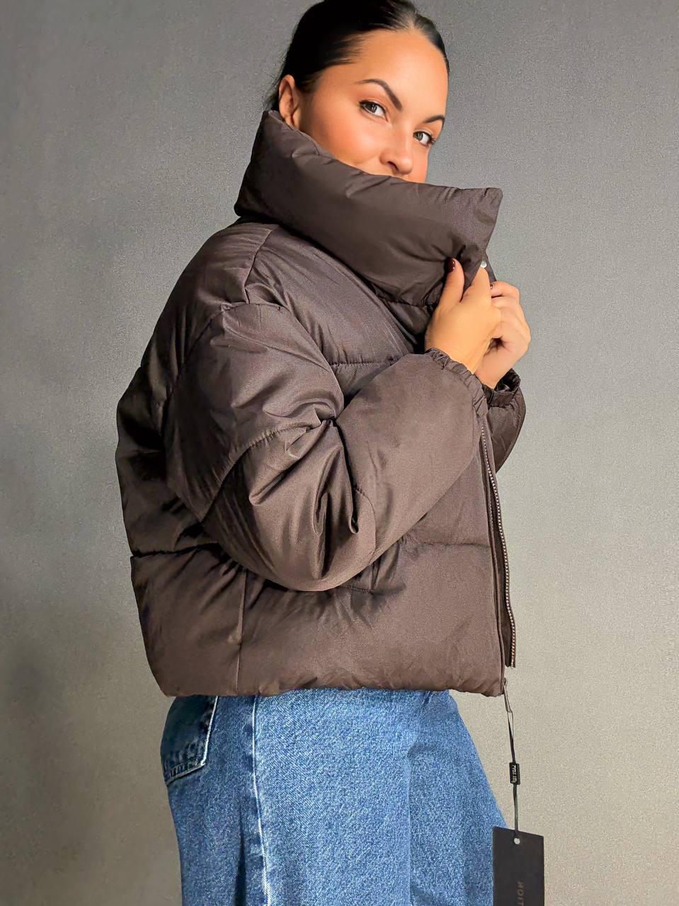 Куртка женская LADY YEP 10043 короткая на молнии с воротником р. 44 Коричневый (4820) - фото 9