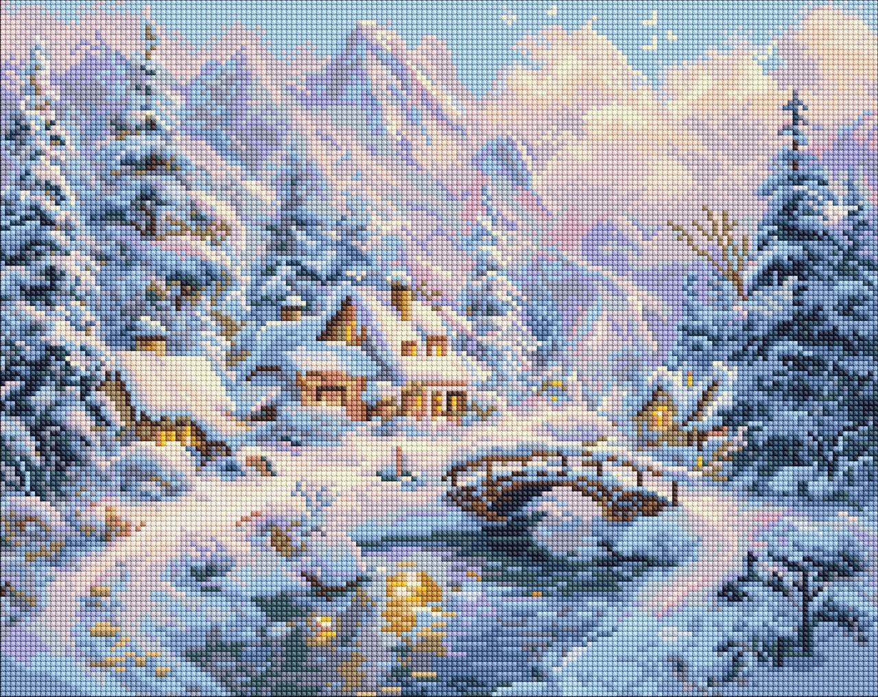 Алмазная мозаика Ideyka Зимний уют среди гор 40х50 см (2987256684)