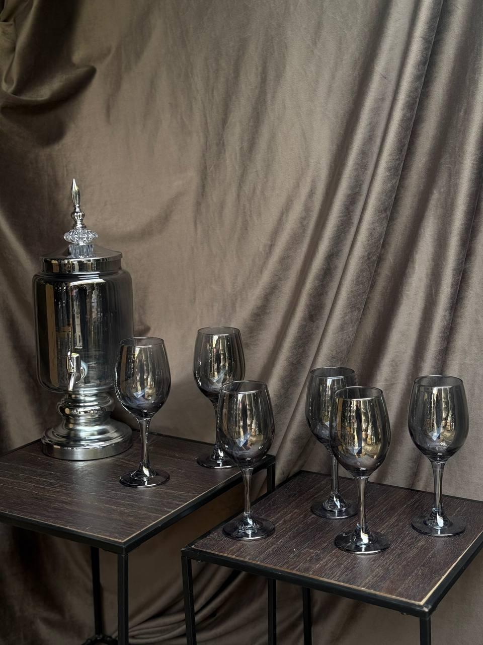 Набор питьевой стеклянный TS Kitchen лимонадница 3 л/6 бокалов по 220 мл Серый (HP4176-1)