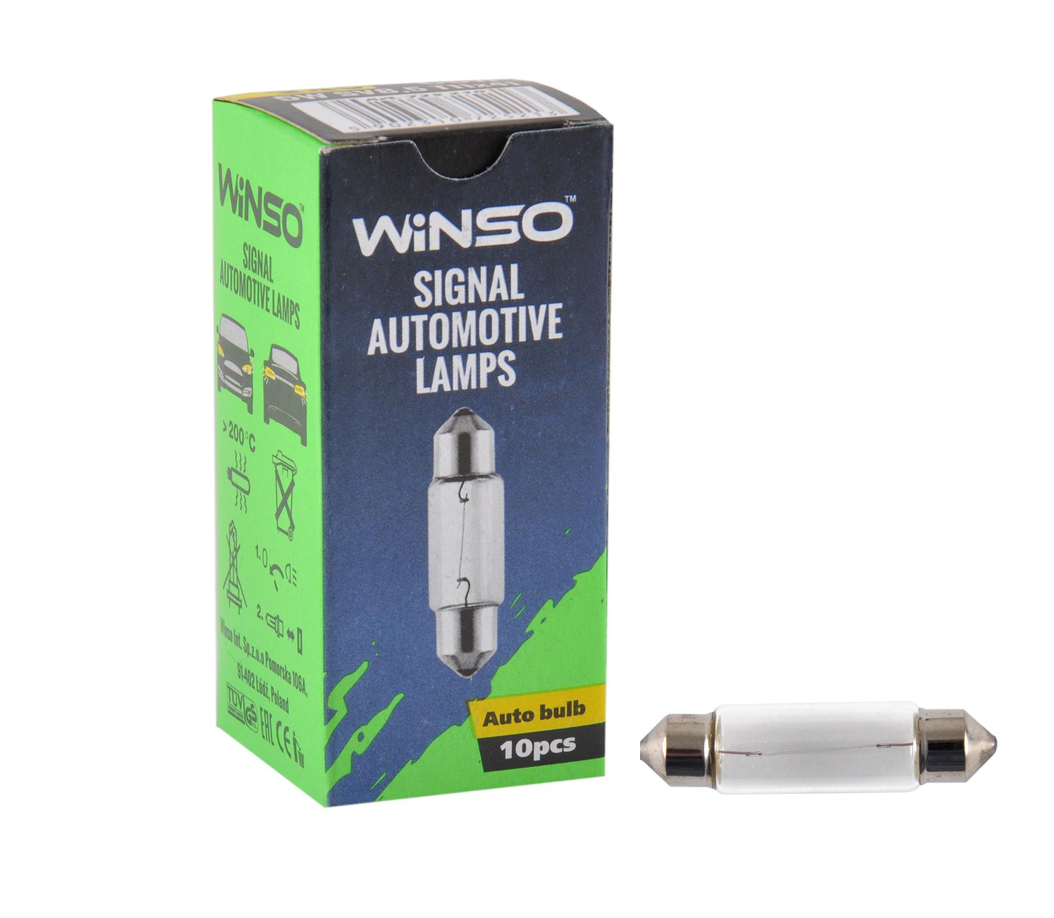 Лампа накаливания Winso 24 В C5W SV8.5 T11x41 10 шт. (725210)