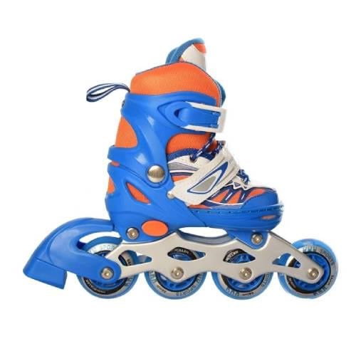 Роликовые коньки детские Bambi A4151-S-YL р. 31-34 раздвижные со светящимися колесами Оранжевый/Синий