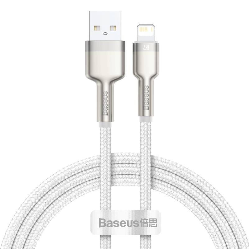 Кабель BASEUS Lightning Cafule Series Metal Data Cable | 1M, 2.4A | (CALJK-A05) white