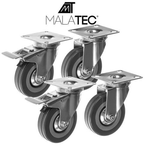 Комплект колес с тормозами для мебели 2 обыкновенные 2 с фиксаторами Серый - фото 3