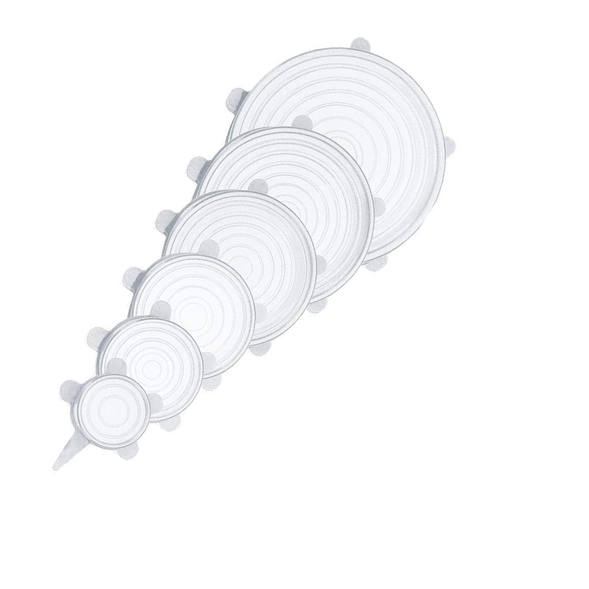 Крышки универсальные Super Stretch Silicone Lids силиконовые 6,5 см/9,5 см/11,5 см/14 см/16,5 см/20 см 6 шт. Прозрачный (7134613)