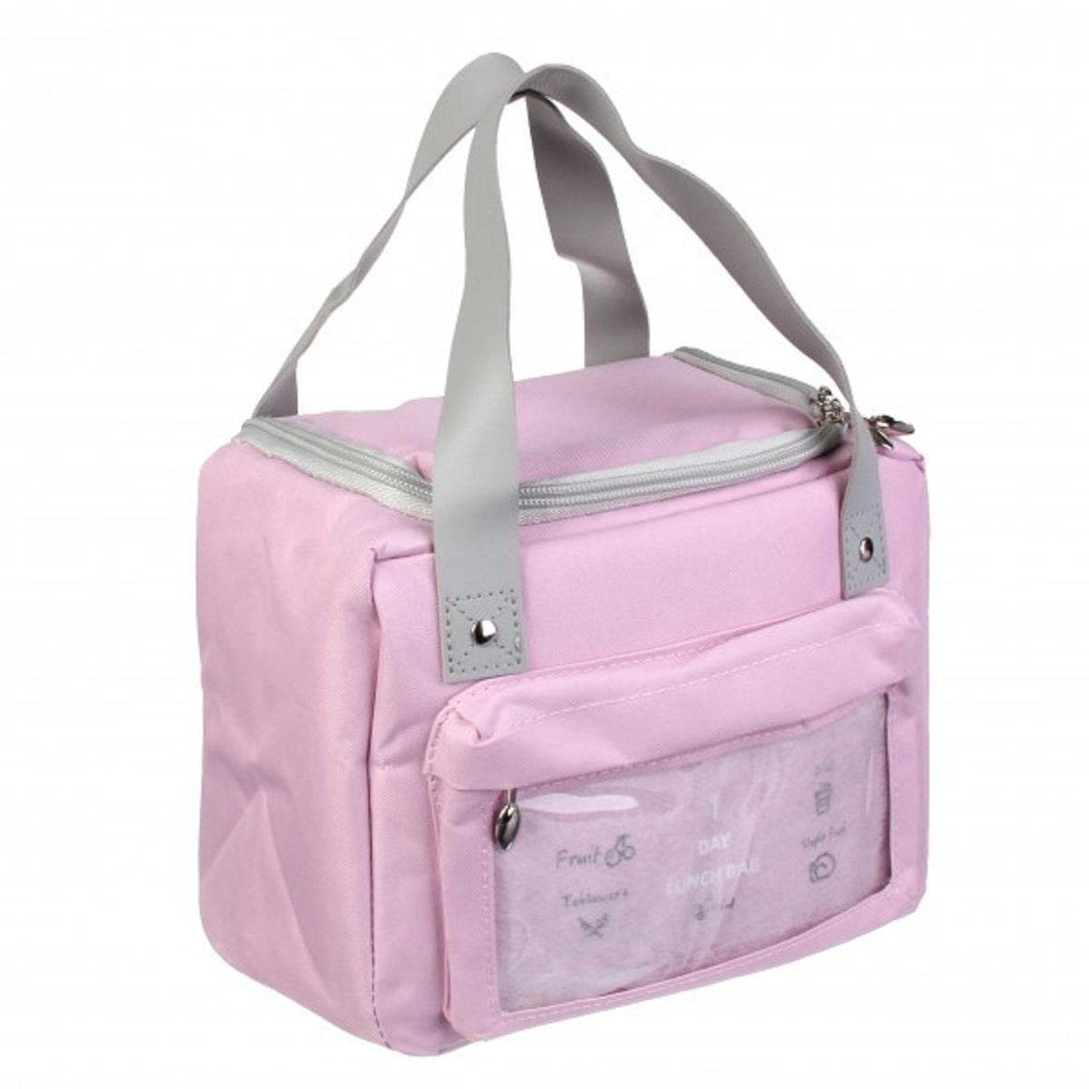 Ланч-бокс прямоугольный с прозрачным карманом Розовый