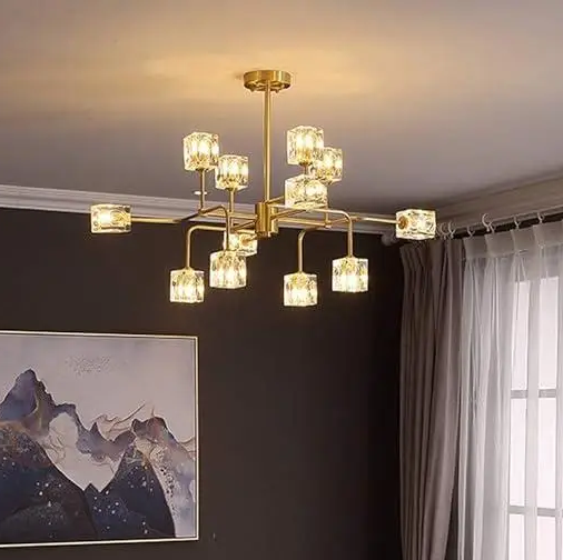 Люстра LED Рубік 8913 на 12 плафонів Золотий Люстра LED Рубік 8913 на 12 плафонів Золотий