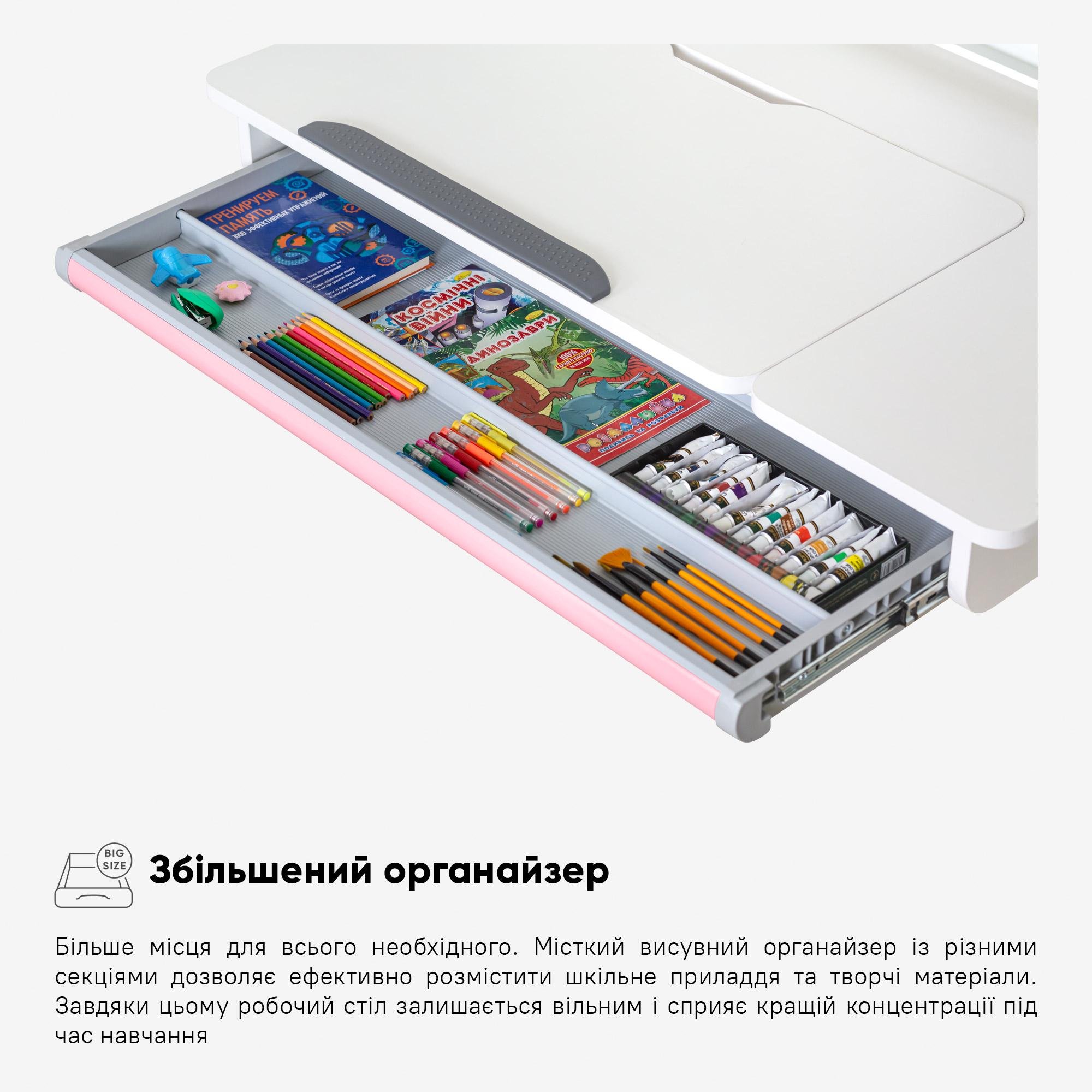 Парта шкільна ергономічна трансформер Evo-kids TH-325 Pink - фото 7 Парта шкільна ергономічна трансформер Evo-kids TH-325 Pink - фото 7