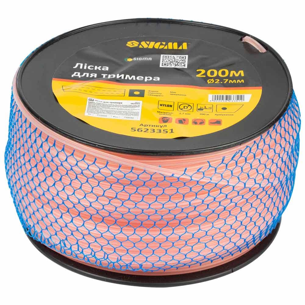 Жилка для триммера Sigma армированный квадрат 2,7 мм 200 м (5623351) Жилка для триммера Sigma армированный квадрат 2,7 мм 200 м (5623351)