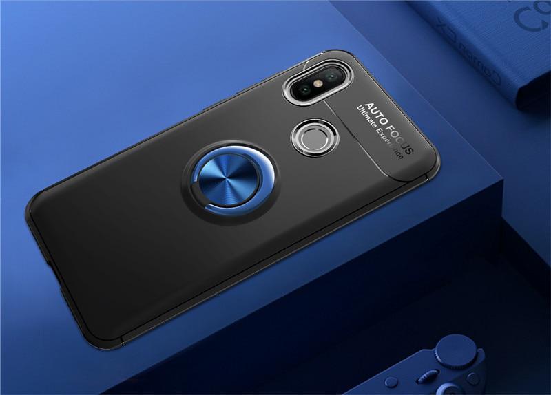 Чехол с кольцом Auto Focus для Xiaomi Redmi Note 5 Black Blue (07381-43)