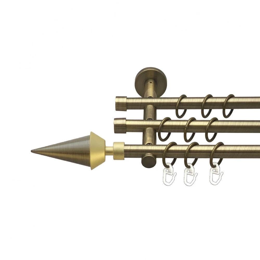 Карниз трубчатый Orvit Коробка трехрядная цилиндр 16/16/16 мм 200 см Антик