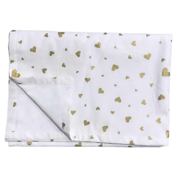Пеленка непромокаемая #40 Сердечки с глиттером многоразовая Белый с золотым (144036)