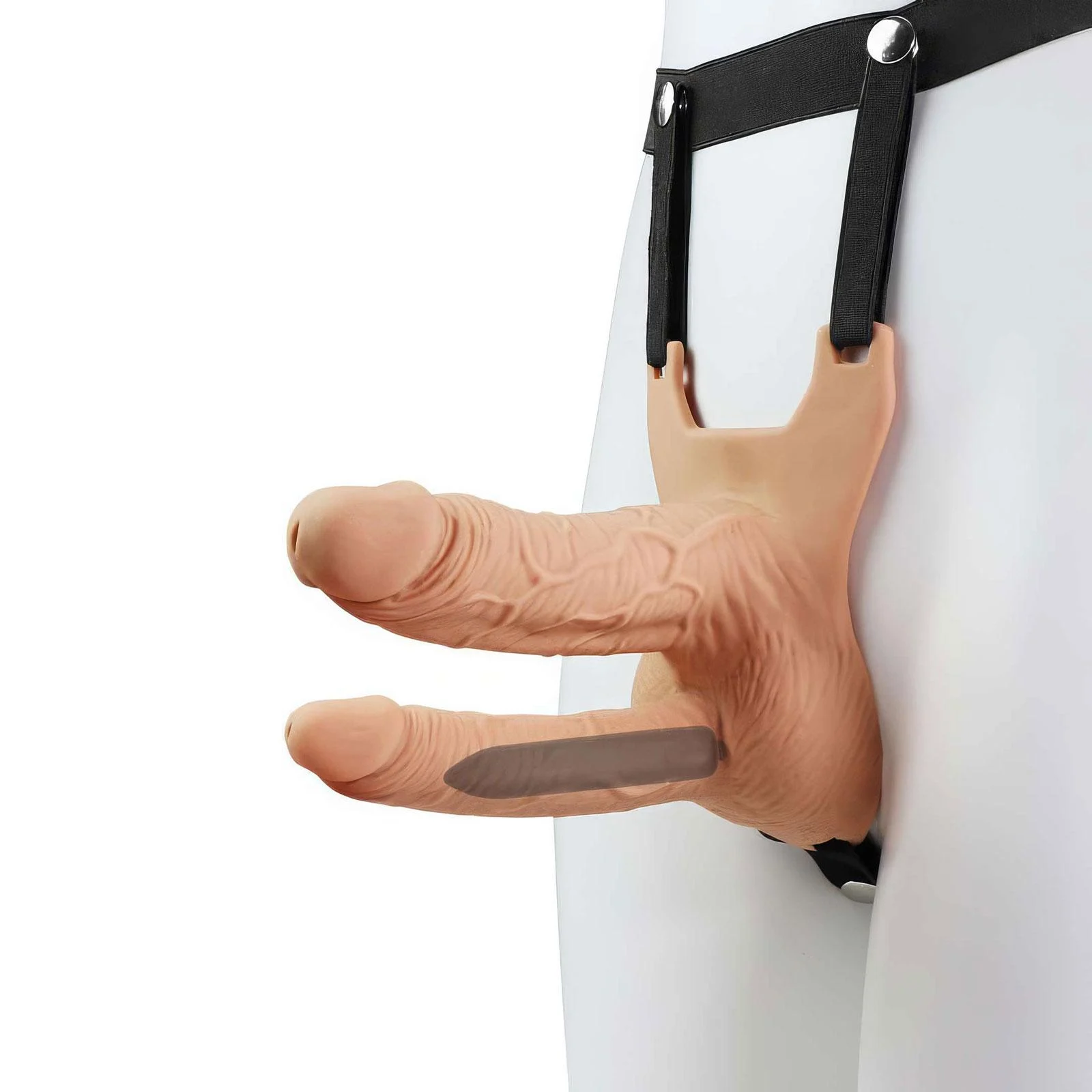 Страпон подвійний порожнистий із вібрацією Lovetoy Vibrating Unisex Hollow Strap On 10 режимів Тілесний (Т00000171-1)