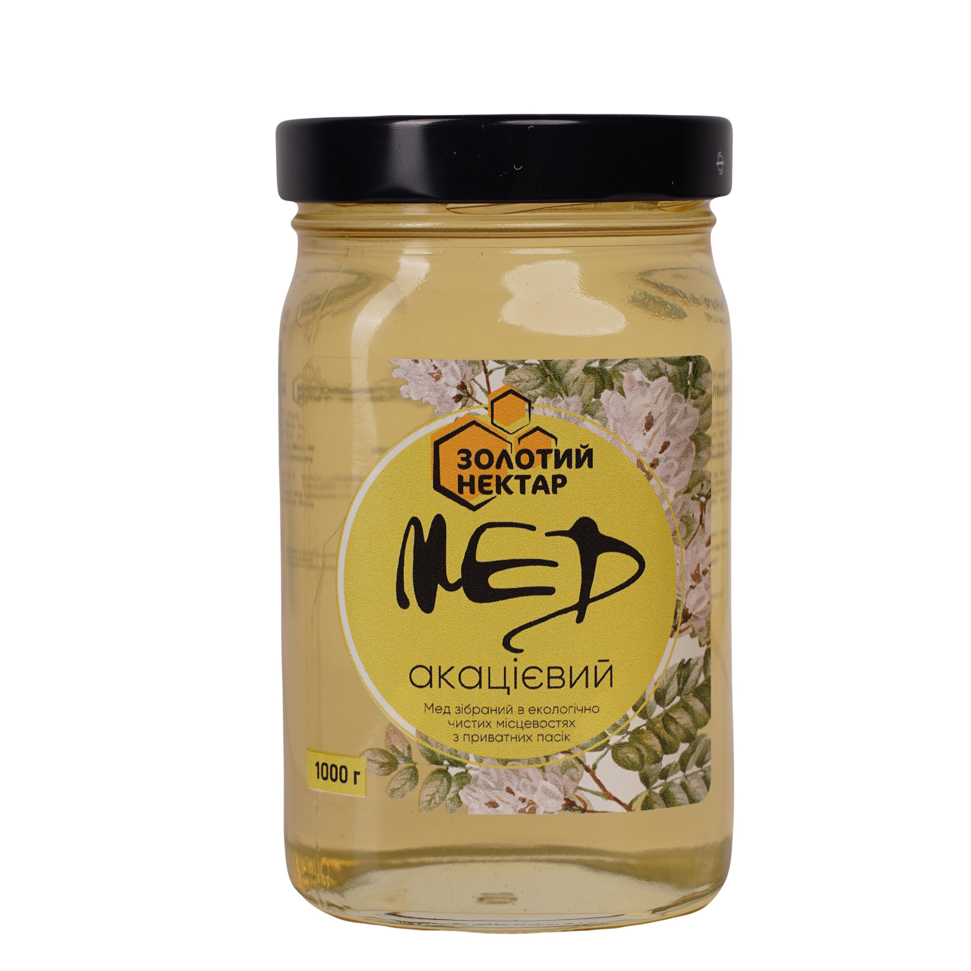Мед акациевый натуральный пчелиный Золотой Нектар в стеклянной банке 1 кг
