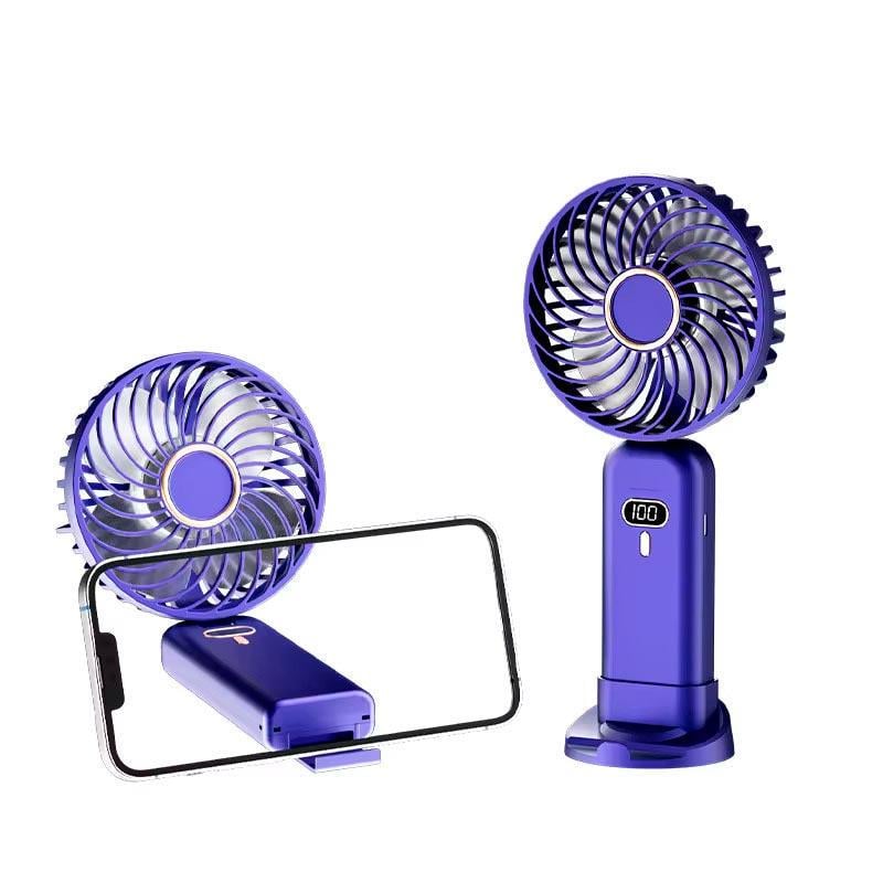 Вентилятор ручний Digital Display Folding Handheld Small Fan Mini Air Cooler 5 Level Sliding Base Lilac (ME0020290) - фото 7