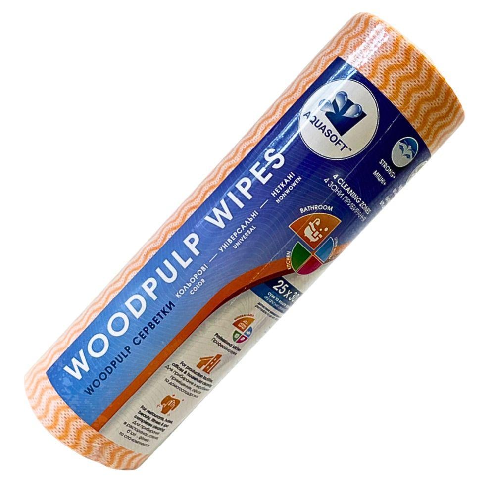 Салфетки Aquasoft Woodpulp с перфорацией 50 шт. в рулоне 25х30 см Оранжевая волна (92080)