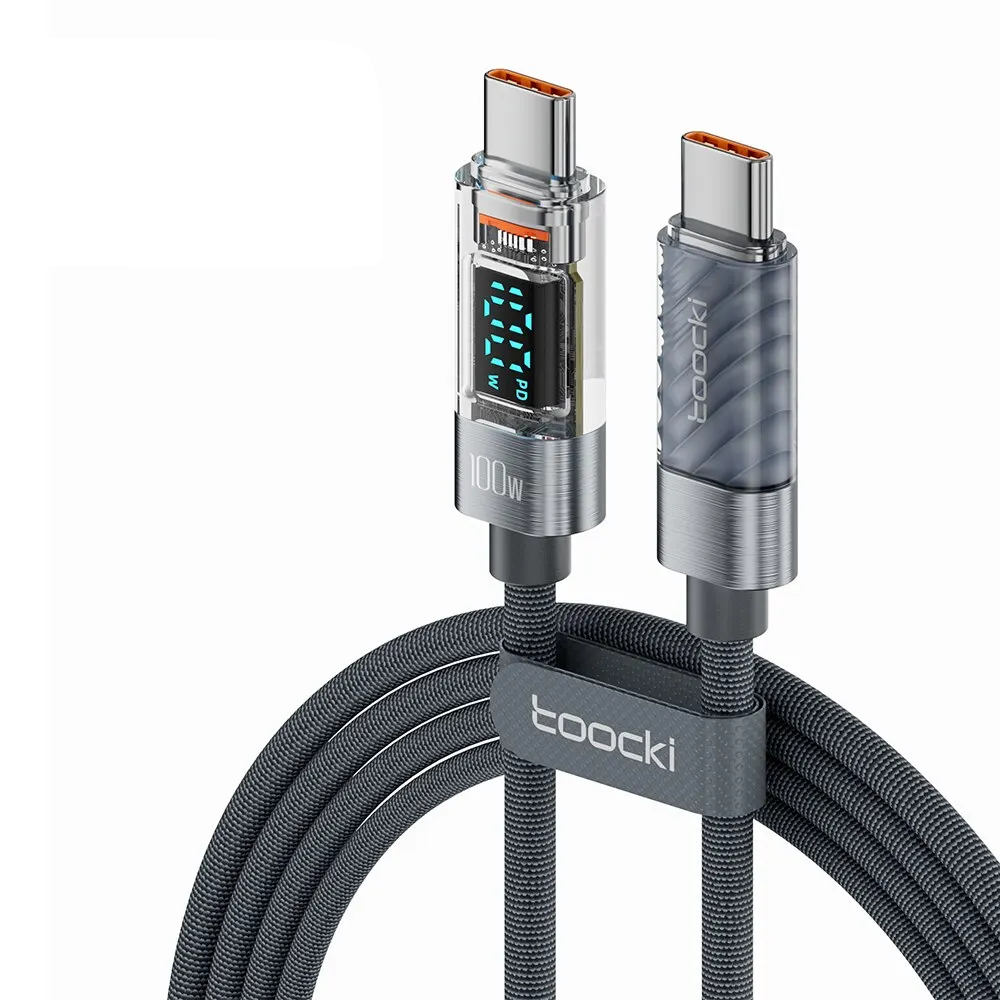 Кабель Toocki 100w/6A Type C-Type C 1 м Сірий (TQ-X36CC1GREY100)