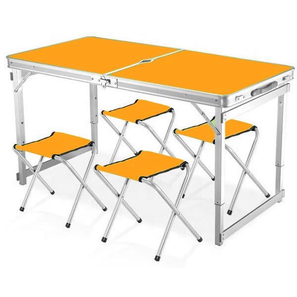 Стол раскладной Folding Table 120х60х55 см со 4 стульями Orange (13311)