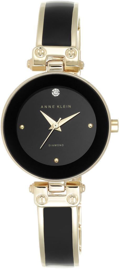 Наручний годинник жіночий Anne Klein AK/1980BKGB з чорним циферблатом та золотистим сталевим браслетом