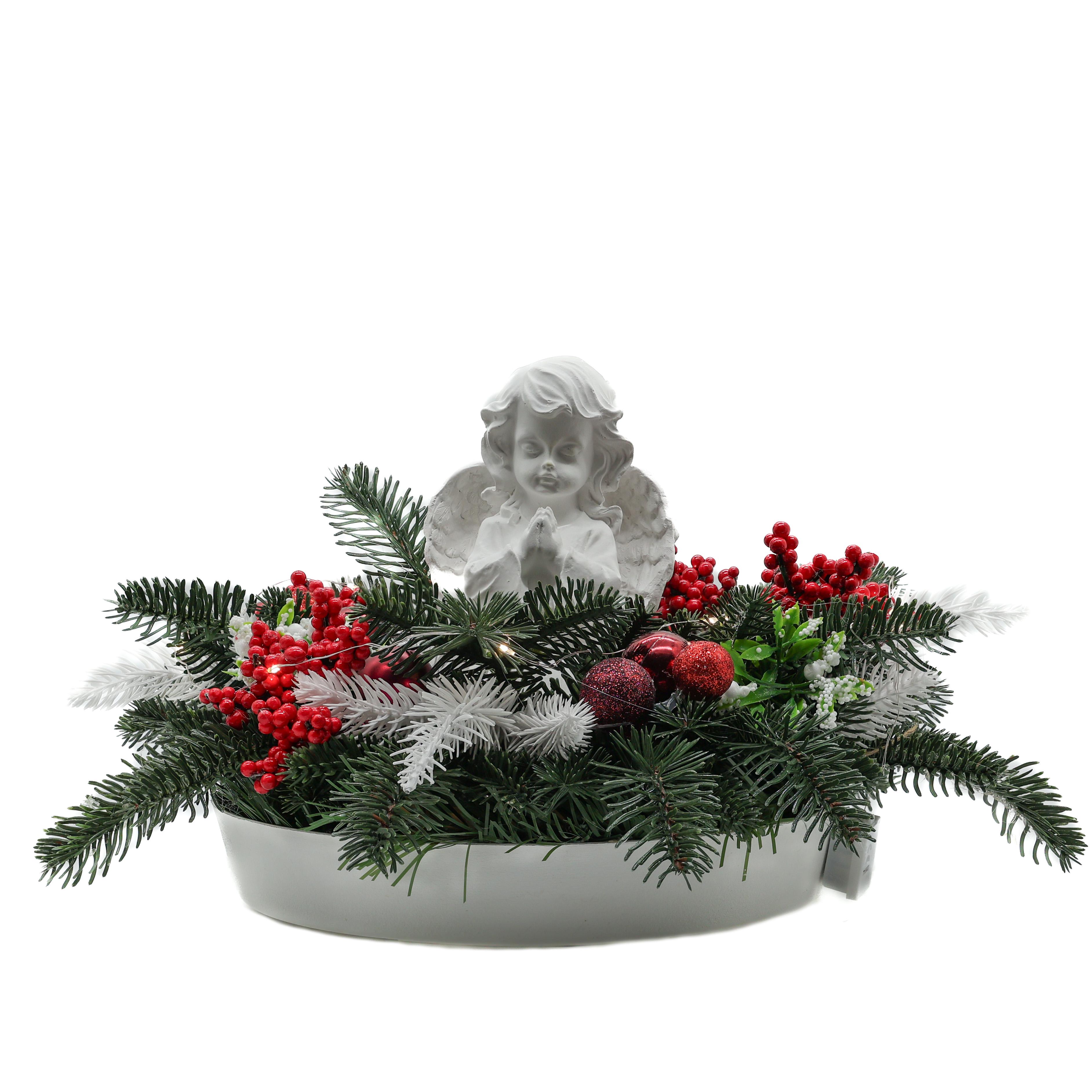 Композиция GALA DECOR с ангелом на отягощенной подставке с лед подсветкой 30х18 см