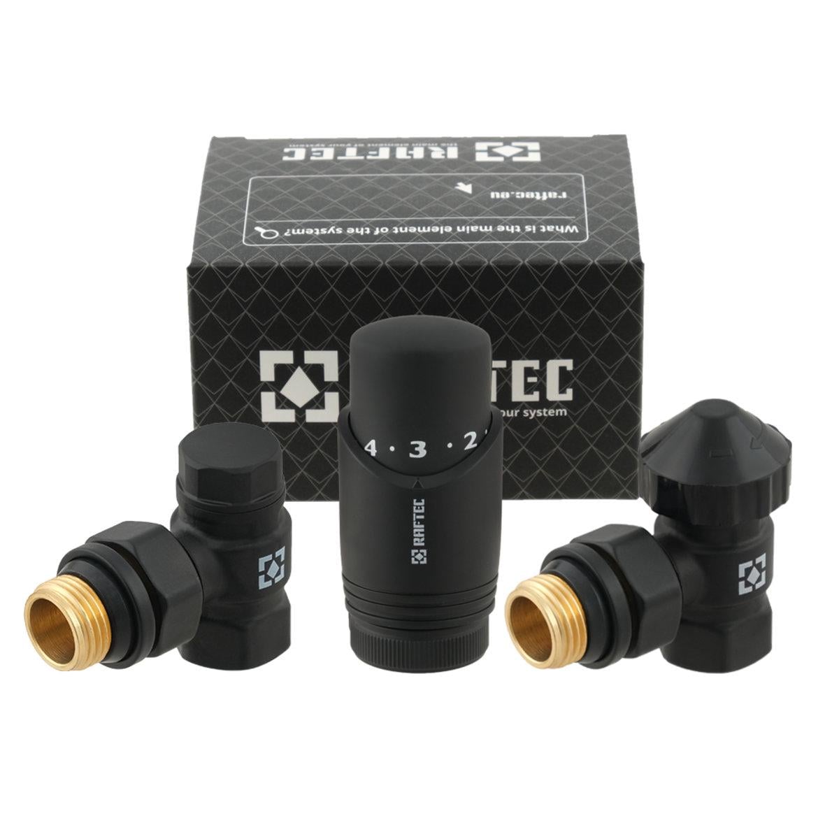 Комплект для подключения радиатора Raftec BLACK 1/2" угловой DKTU11-B (SW-98651)