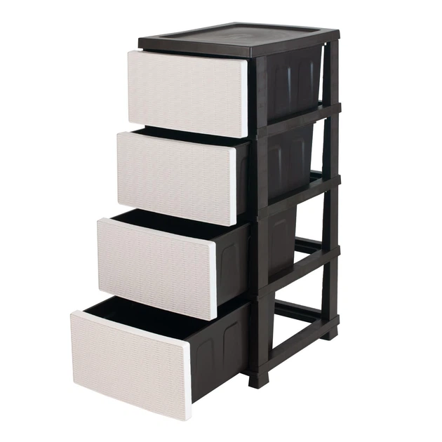 Комод пластиковий RIO 4 ящики Black/White (8-12-10457)