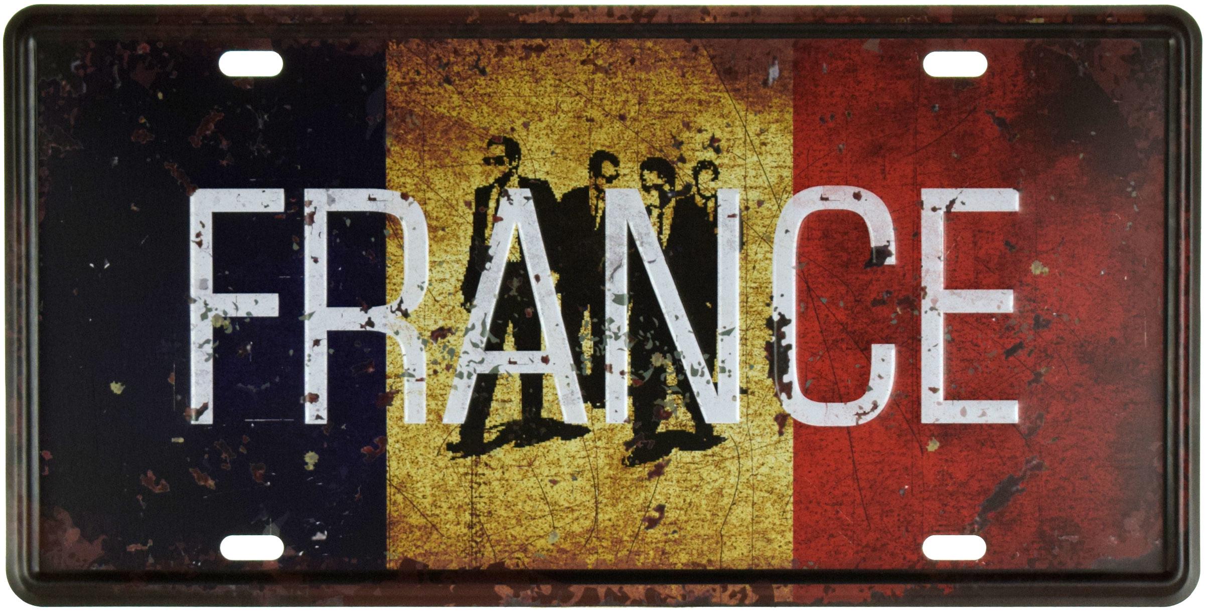 Табличка металлическая Франция/France 15x30 см